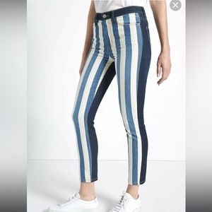 Current Elliott The Stiletto High Waist Ankle Skinny Striped Front Jeans NEW 26”